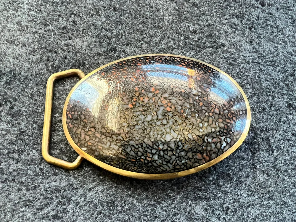 Rough Cut Lapidary belt buckle, front view